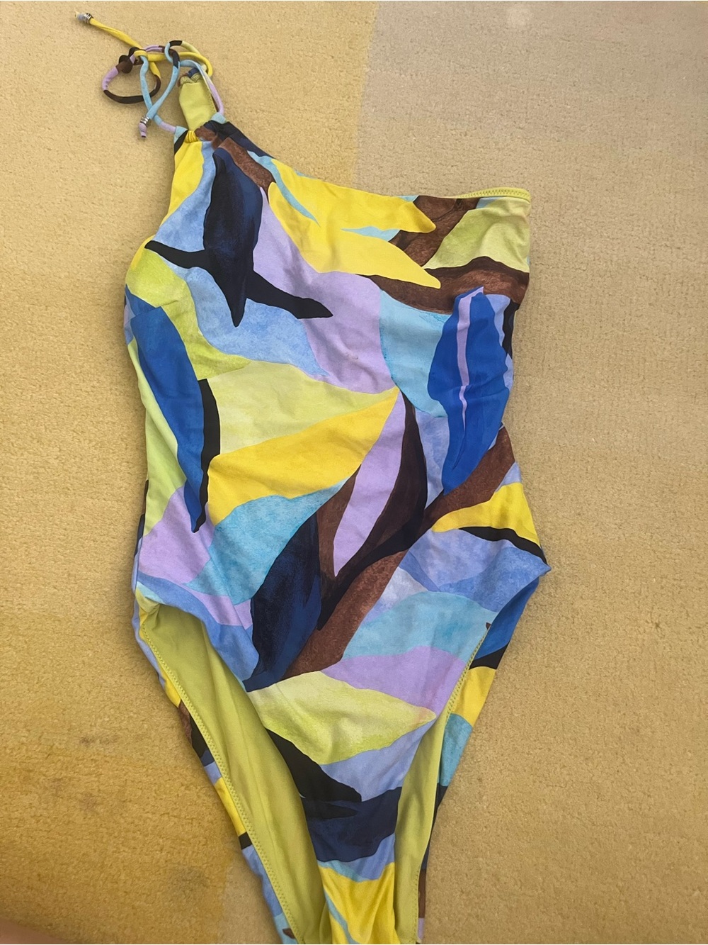 Seafolly one-shoulder keyhole One-Piece Swimsuit - Yellow, Blue, Purple